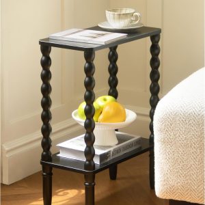 Two-tier narrow vintage-style nightstand