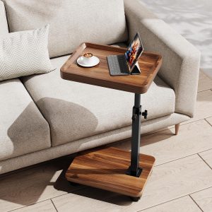 Height-adjustable C-shaped sofa side table